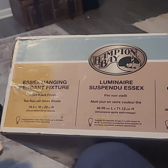 HAMPTON BAY ESSEX HANGING PENDANT FIXTURE NEW - Picture 3 of 5